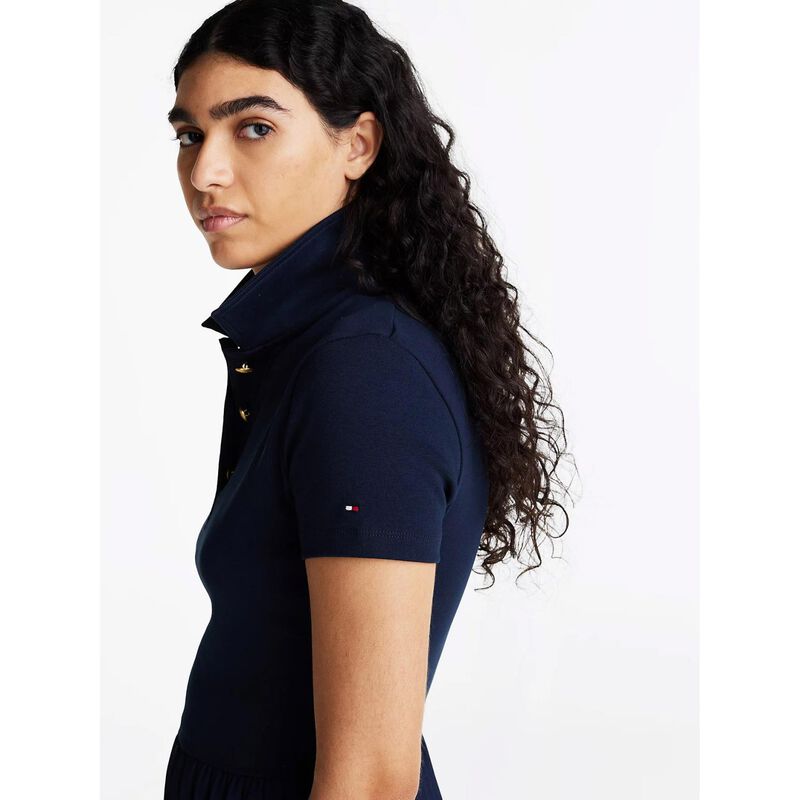 Tommy Hilfiger Gold-Tone Button Slim Midi Polo Dress image number 2